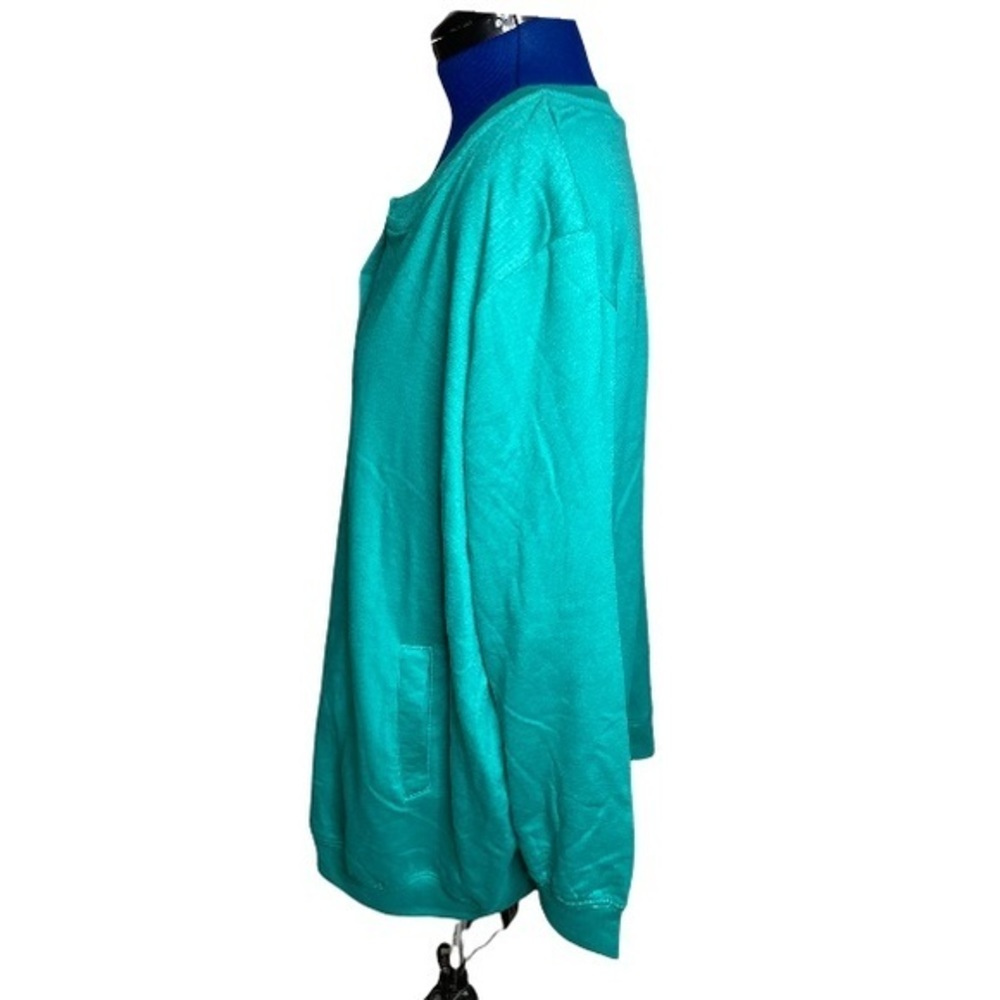 NWOT Woman Within 2X (26/28) green snap scoop neck long sleeve sweatshirt jacket - Picture 7 of 8